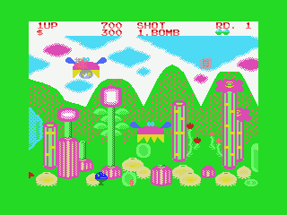 Fantasy Zone (MSX) screenshot: Shoot the enemies