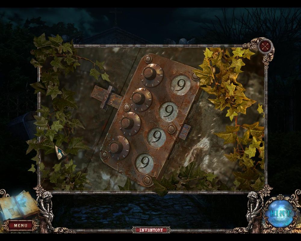 Fear for Sale: Mystery of McInroy Manor (Windows) screenshot: Graveyard gate cabinet combination lock
