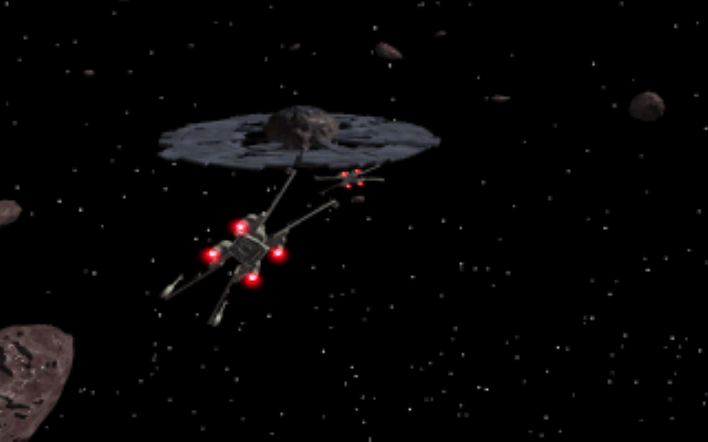 Star Wars: Rebel Assault II - The Hidden Empire (DOS) screenshot: Attacking the mining facility