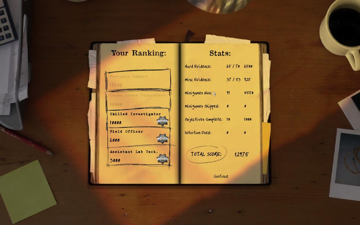 Casebook Trilogy: Special Edition (Windows) screenshot: Ranking system