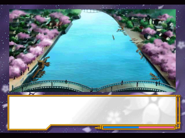 Sakura Taisen 2: Kimi, Shinitamou Koto Nakare (Windows) screenshot: Lovely view of the river and cherry blossom