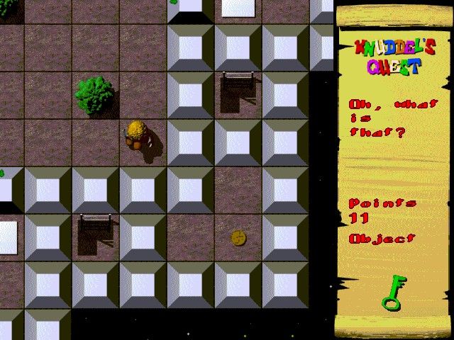 Knuddel's Quest (Windows) screenshot: Gt the key. Now the two exits can be seen and they are completely blocked off