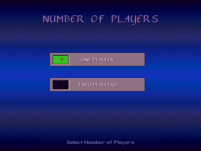 The Animated Super VGA Memory Game (DOS) screenshot: Player selection