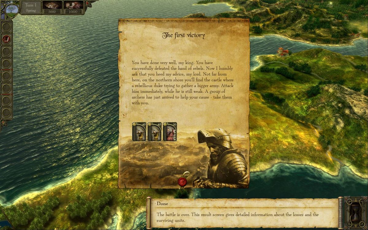 King Arthur: The Role-playing Wargame (Windows) screenshot: Campaign tutorial