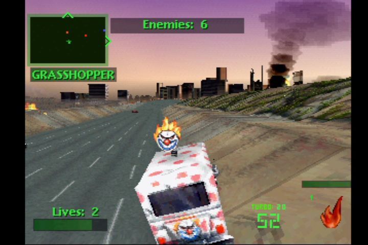 Twisted Metal 2 (PlayStation) screenshot: Enter the right code and take the Tooth through the entire tournament.