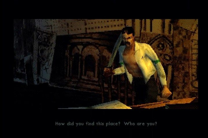Shadow Man (PlayStation) screenshot: The game begins as Jack the Ripper receives a strange visitor...