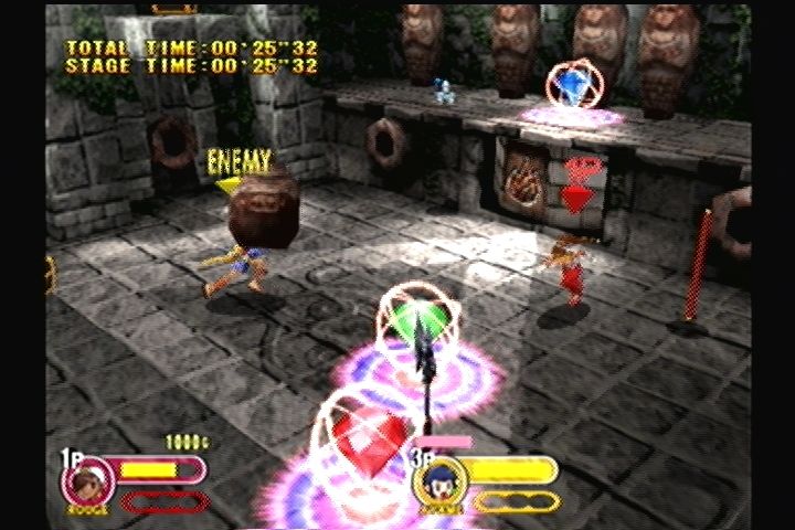 Power Stone 2 (Dreamcast) screenshot: Fighting in the temple level.