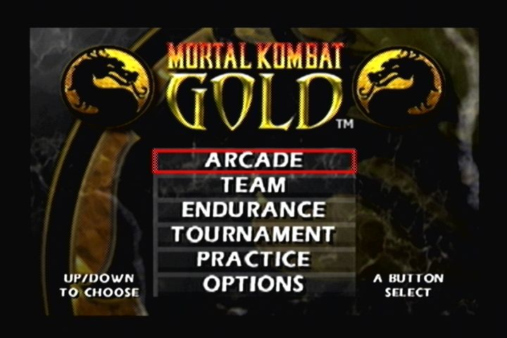 Mortal Kombat Gold (Dreamcast) screenshot: Main menu