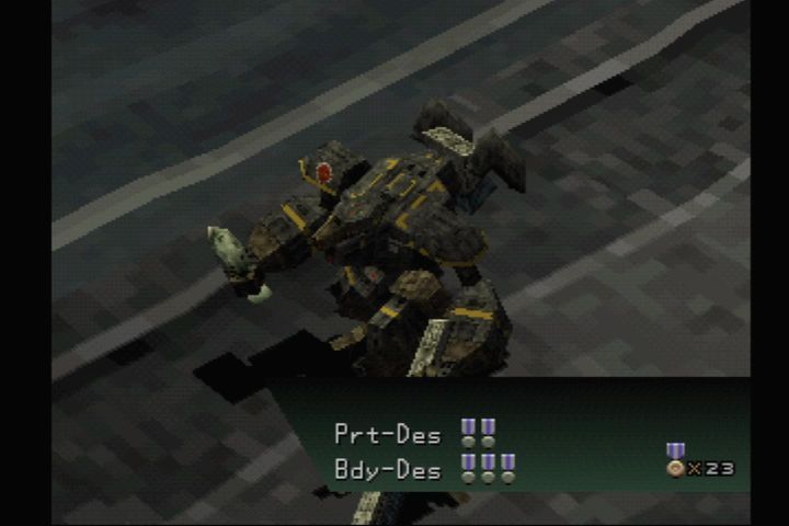 Front Mission 3 (PlayStation) screenshot: Victory grants XP and bonus medals for disabling mech parts.