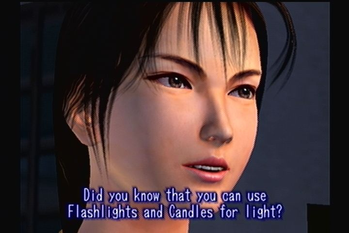 Shenmue (Dreamcast) screenshot: Each character describes a specific game aspect via a real-time 3D sequence.
