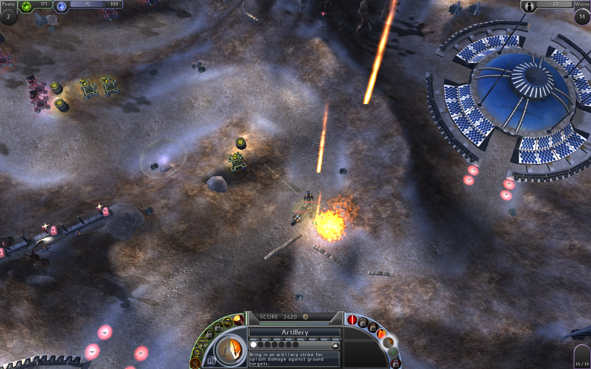 Sol Survivor (Windows) screenshot: Using an artillery support attack