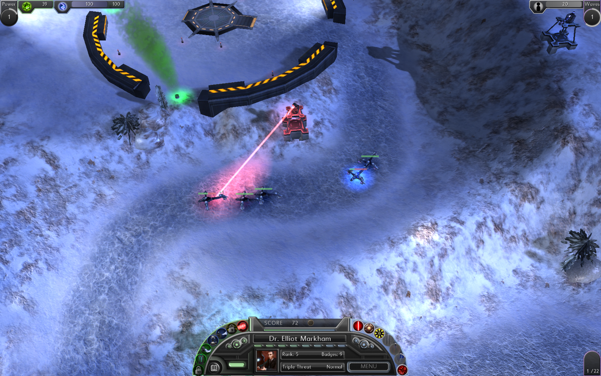 Sol Survivor (Windows) screenshot: Lasers in the snow - how beautiful