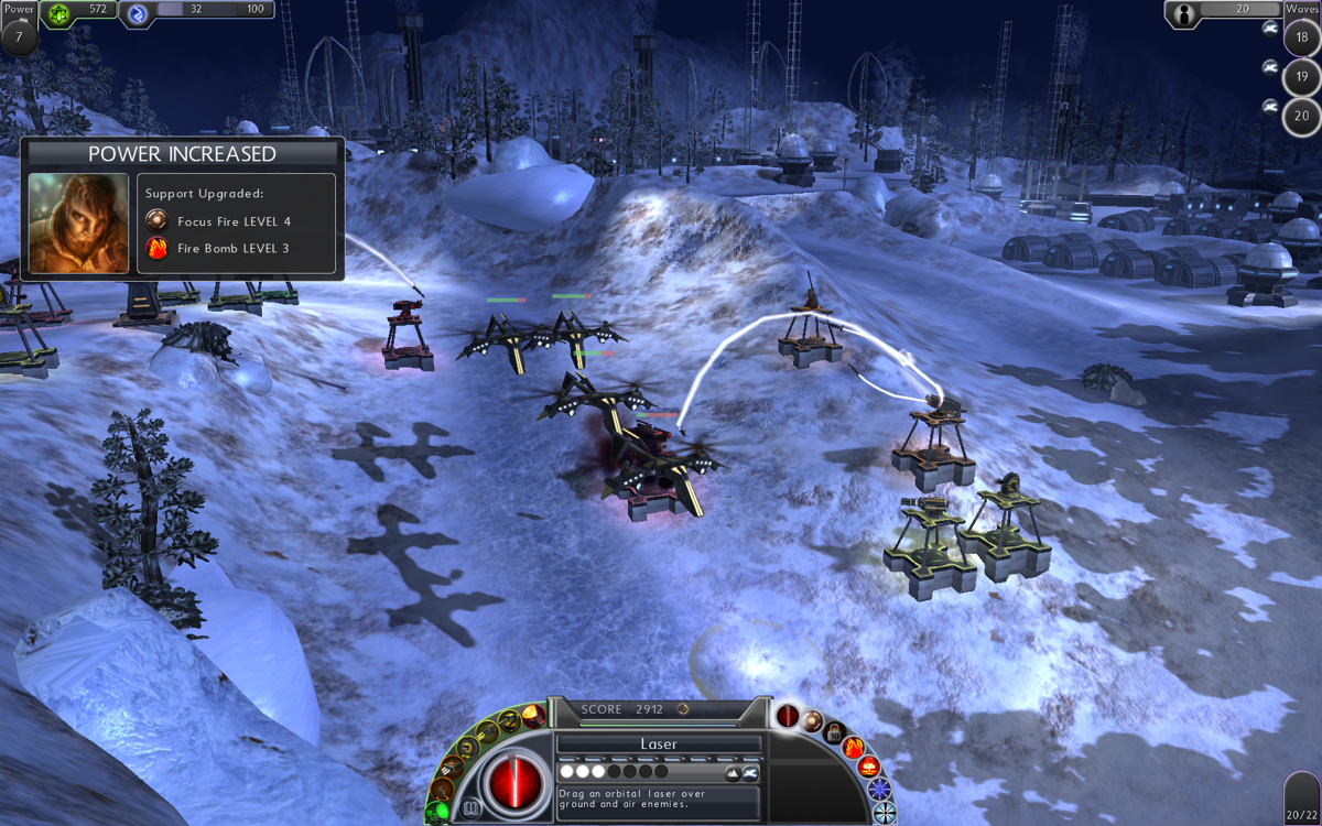 Sol Survivor (Windows) screenshot: Missiles and anti-air flaks are useful for taking out flying creeps