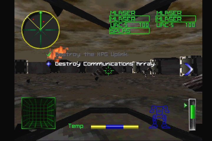 MechWarrior 2: 31st Century Combat (PlayStation) screenshot: Objectives are updated as you complete them.
