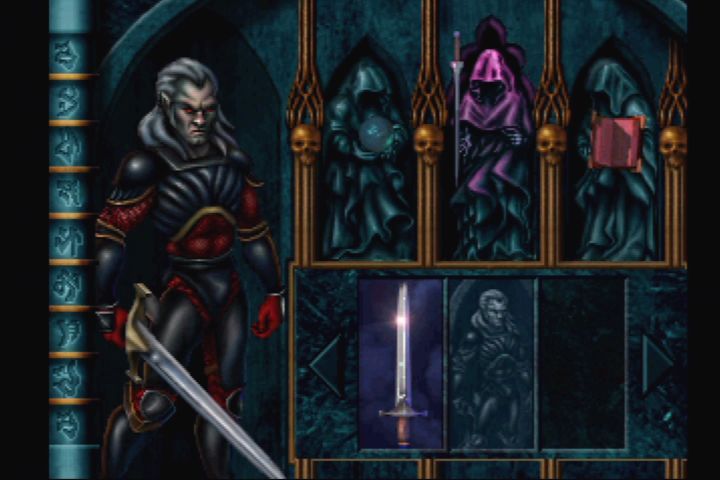 Blood Omen: Legacy of Kain (PlayStation) screenshot: Minimalist menu/equipment screen.