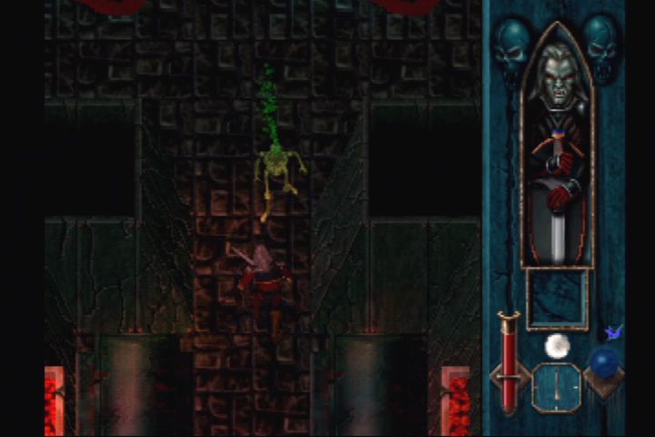 Blood Omen: Legacy of Kain (PlayStation) screenshot: Green skeleton blood.