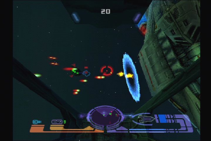 Star Trek: Invasion (PlayStation) screenshot: The Borg are attacking our cap ship.