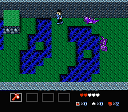 Zoda's Revenge: Star Tropics II (NES) screenshot: Fighting purple lizards