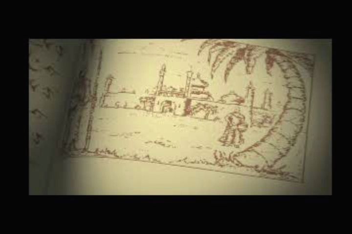 Magic Carpet Plus (PlayStation) screenshot: CG intro tells the plot from a storybook.