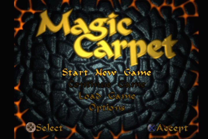 Magic Carpet Plus (PlayStation) screenshot: Title screen.