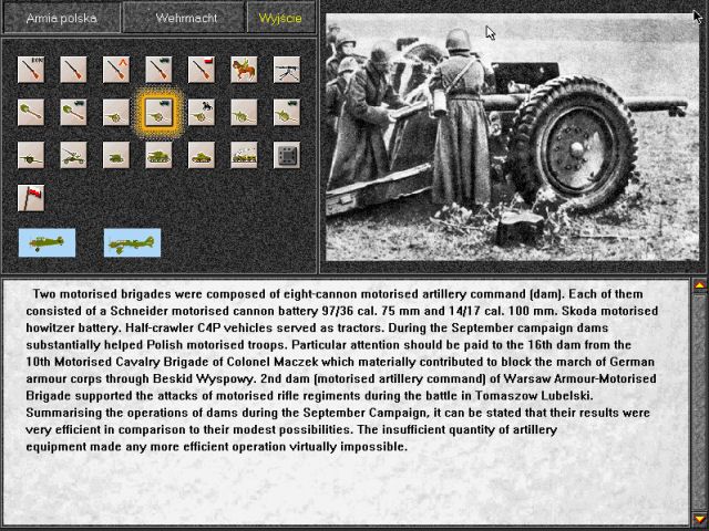 Fall Weiß 1939 (DOS) screenshot: Mini-encyclopedia