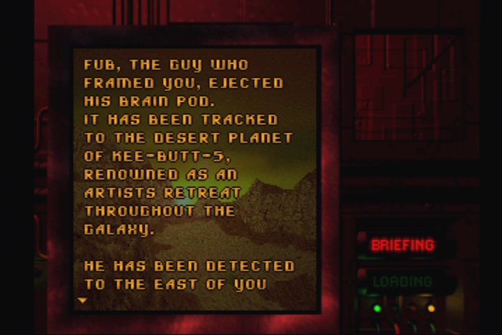 Re-Loaded (PlayStation) screenshot: Briefings are given before each level