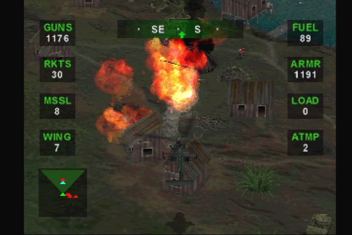 Nuclear Strike (PlayStation) screenshot: Different fire effects.