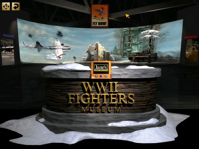 Jane's Combat Simulations: WWII Fighters (Windows) screenshot: The game starts in the Information Room of the 'Museum'