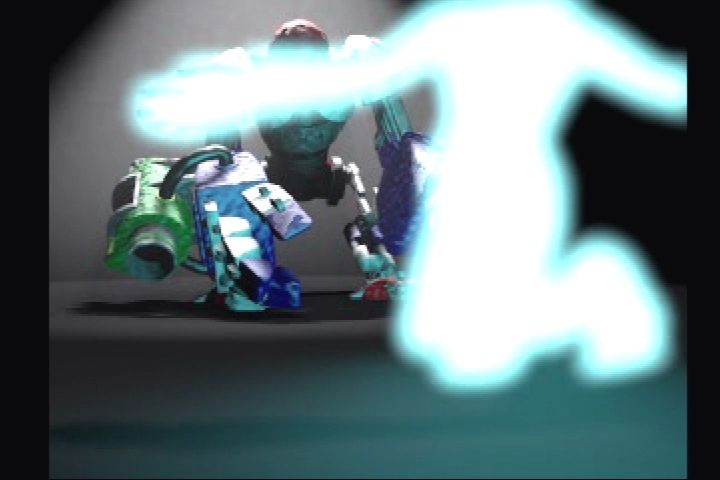 Machine Hunter (PlayStation) screenshot: Intro cinema. The Machine Hunter shows off his superpower.