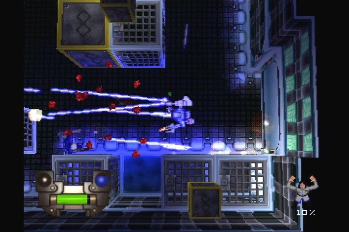 Machine Hunter (PlayStation) screenshot: Laser-packing robot.