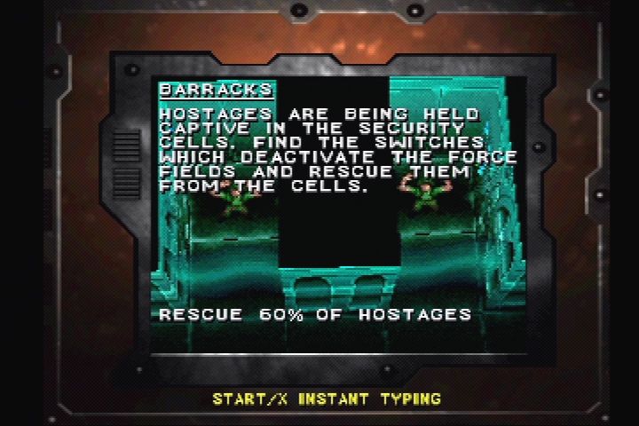 Machine Hunter (PlayStation) screenshot: Each level gets a briefing.