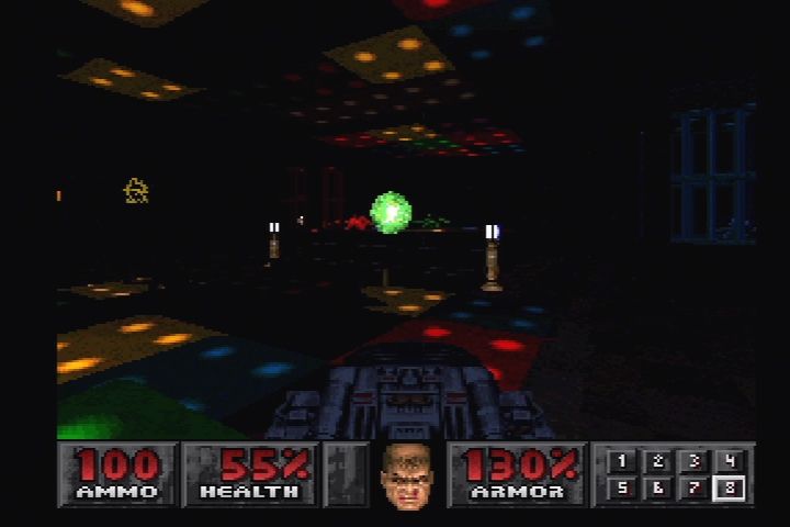 Doom (PlayStation) screenshot: And now you, like disco, are dead.
