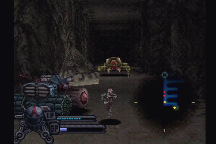 Blaster Master: Blasting Again (PlayStation) screenshot: Underground bugs don't like you either.