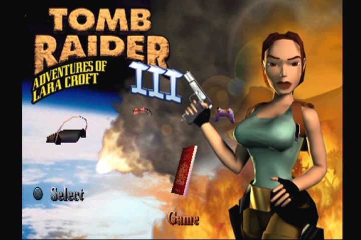 Tomb Raider III: Adventures of Lara Croft (PlayStation) screenshot: Main menu