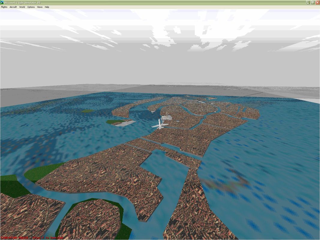 Venezia 98 (Windows) screenshot: This is the whole of the Venice area with the new scenery enabled Microsoft Flight Simulator 98