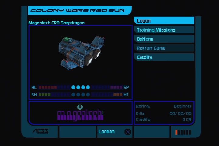Colony Wars III: Red Sun (PlayStation) screenshot: Main menu