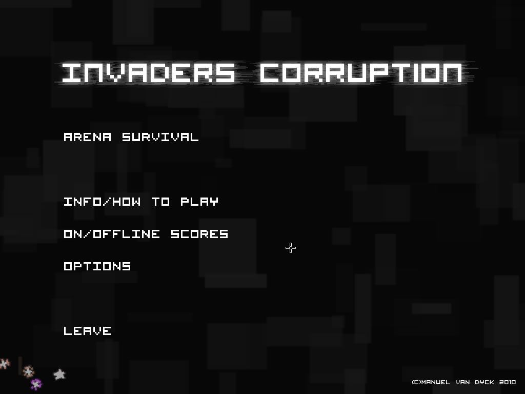 Invaders: Corruption (Windows) screenshot: Main menu