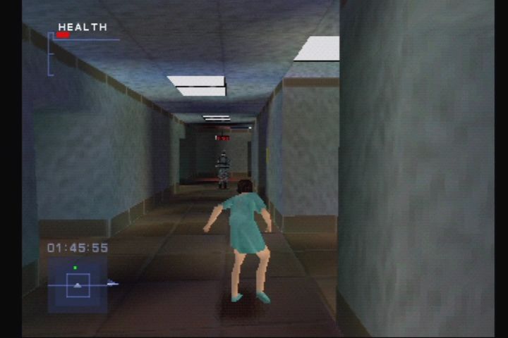 Syphon Filter 2 (PlayStation) screenshot: Lian has been captured and sneaks out an escape.