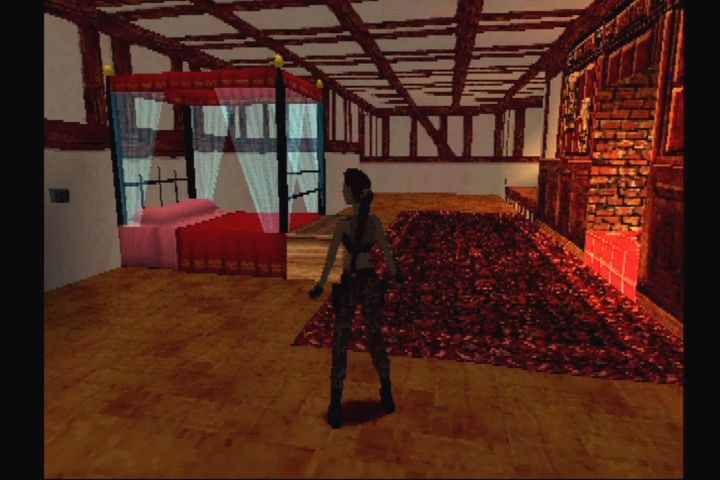 Tomb Raider III: Adventures of Lara Croft (PlayStation) screenshot: Laura's house returns.