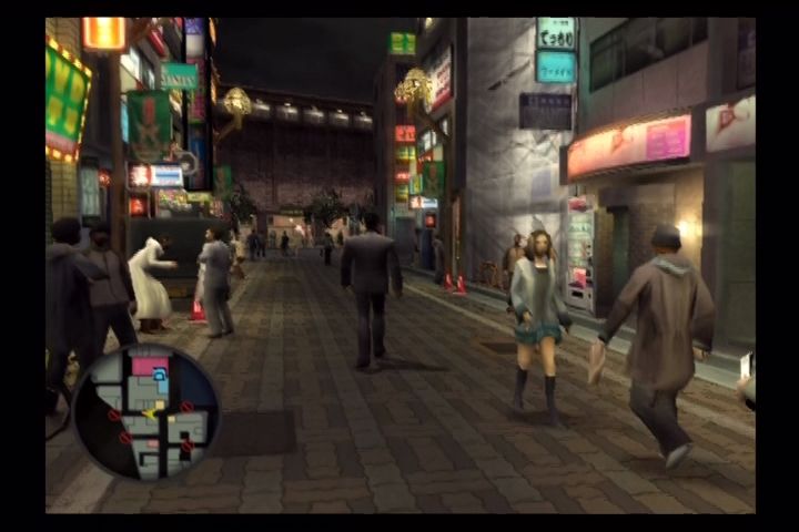 Yakuza (PlayStation 2) screenshot: Great detail, even in the alleys.