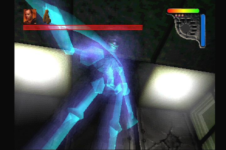 Apocalypse (PlayStation) screenshot: Fight against the horseman Death, whose name is Larry. Yes, Larry.