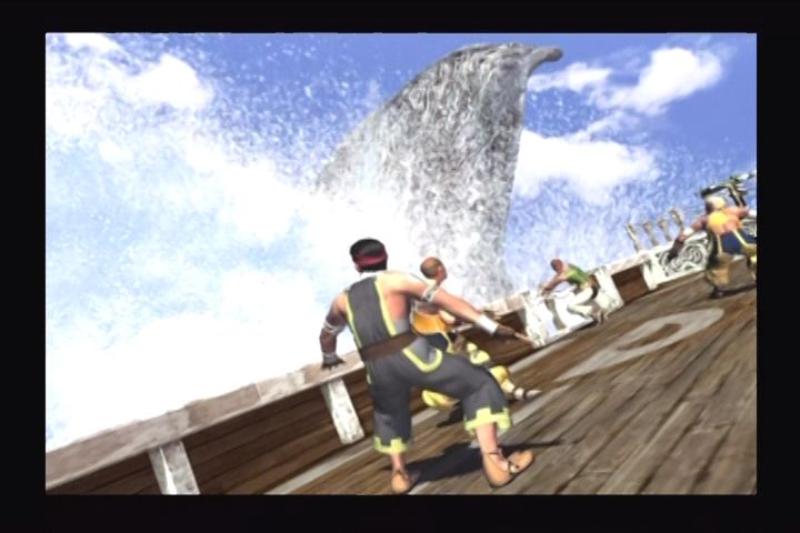Final Fantasy X (PlayStation 2) screenshot: Sin takes the form of an enormous water beast.