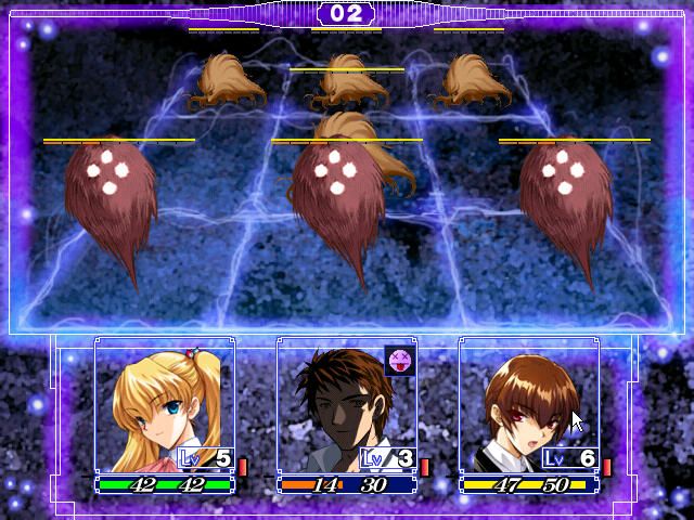 Yoru ga Kuru! Square of the Moon (Windows) screenshot: Tougher enemies... I'm poisoned