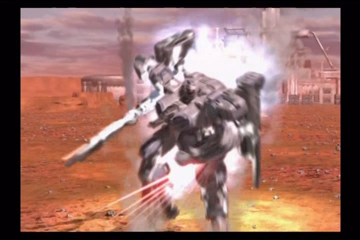 Armored Core 2 (PlayStation 2) screenshot: CG Mech battle in the intro.