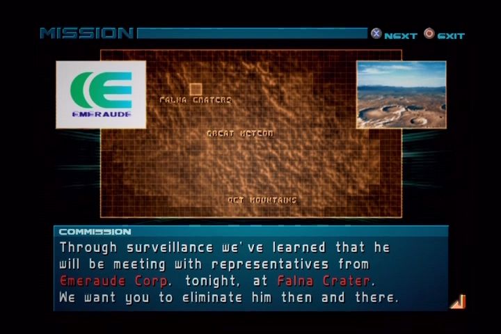 Armored Core 2 (PlayStation 2) screenshot: The corporations, and their in-fighting, have come to Mars.