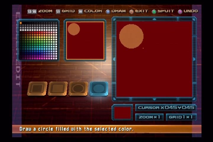 Armored Core 3 (PlayStation 2) screenshot: In-game logo creation tool.