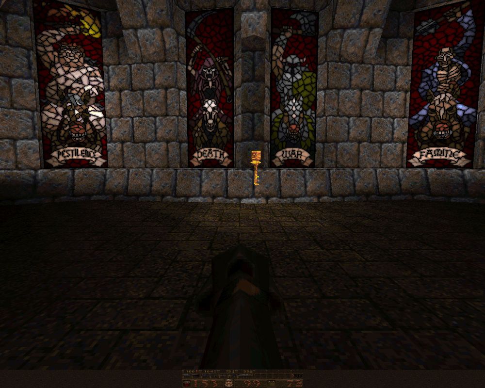 Quake Mission Pack No. 2: Dissolution of Eternity (Windows) screenshot: Horsemen of the apocalypse guard the golden key