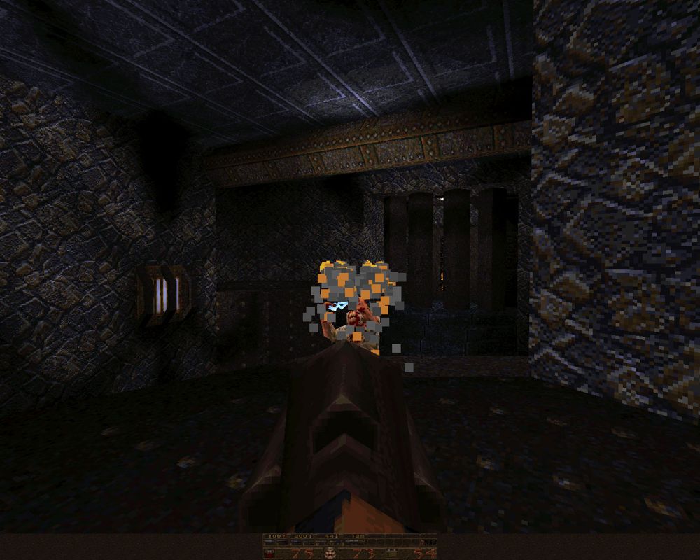 Quake Mission Pack No. 2: Dissolution of Eternity (Windows) screenshot: New modification of rocket launcher shoots four rockets at a time. And you will need it.