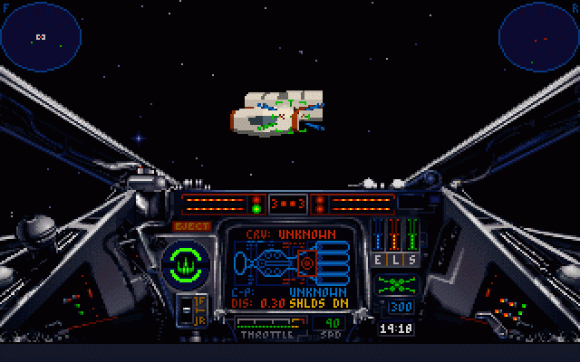 Star Wars: X-Wing (DOS) screenshot: Inside of a X-Wing