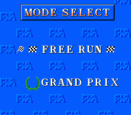 Formula 1 Sensation (NES) screenshot: Mode Select